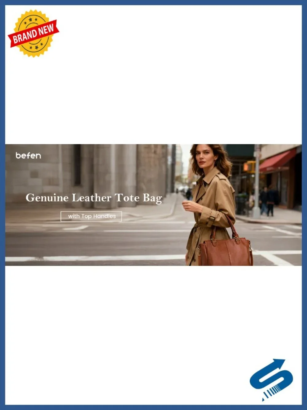 Genuine Leather Medium Tote Bag Crossbody Satchel with RFID Blocking